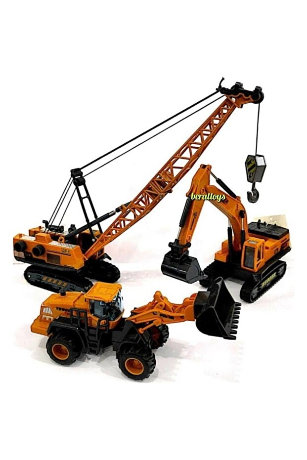 3 Pcs Construction Set Toy Work Machinery Bucket Dozer Crane Work Vehicles Excavator