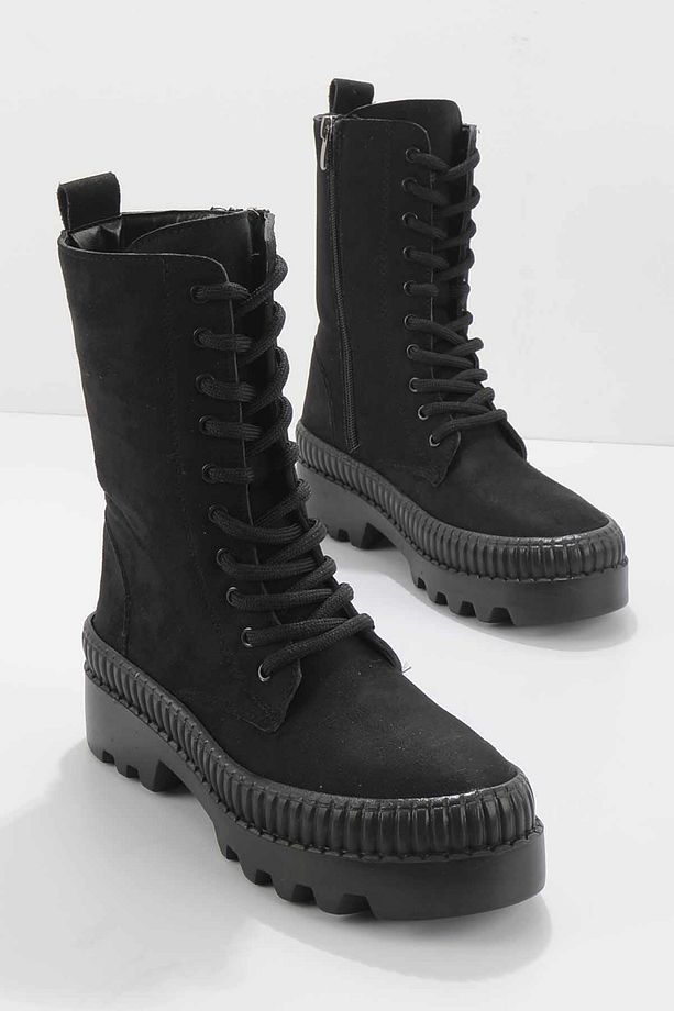 Siyah Süet Kadın Bot & Bootie K02678020802 - 1