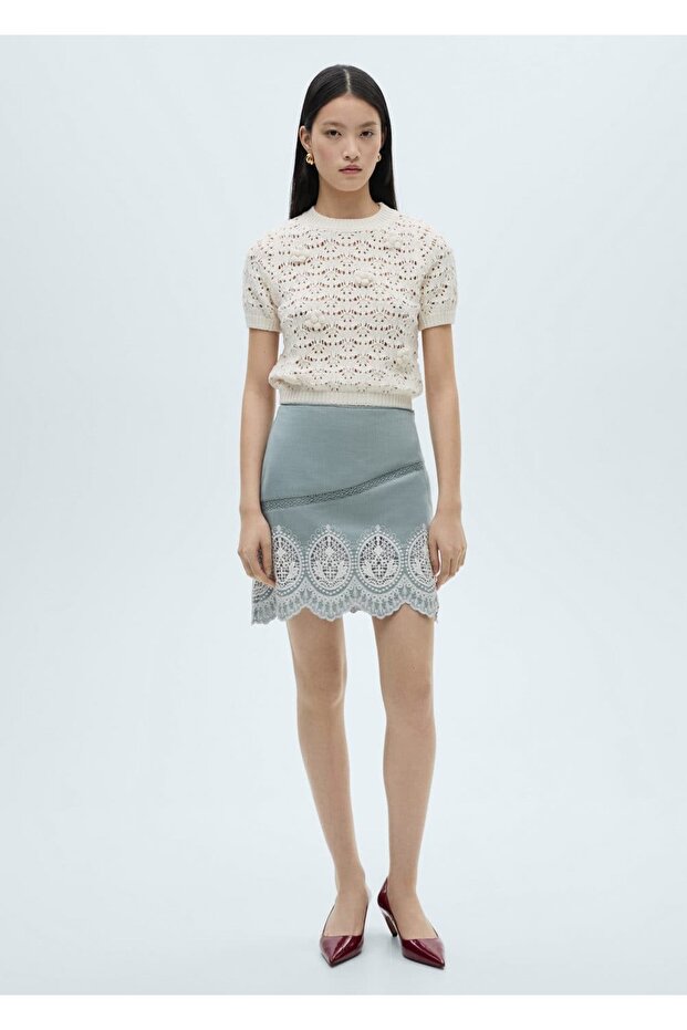 Kenarı işlemeli pamuklu etek - 2