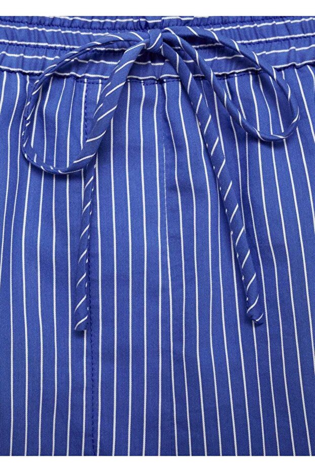 Çizgili pamuk karışımlı şort - 5