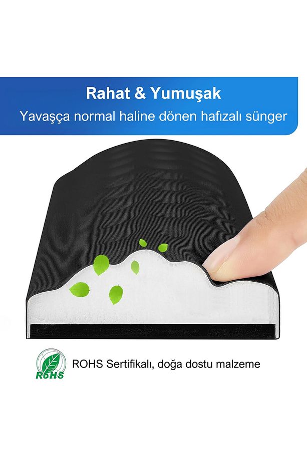 Klavye ve Fare Bilek Desteği Seti, Memory Foam, Ergonomik Bilek Pedi, Kaymaz Tabanlı Ağrı Giderici - 4