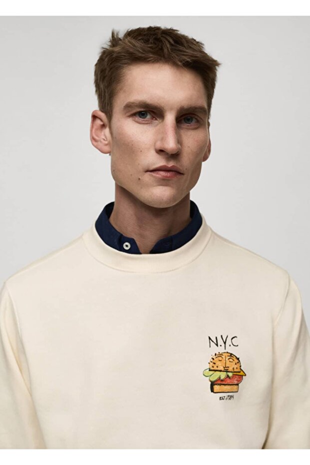 Grafik desenli pamuklu sweatshirt - 6