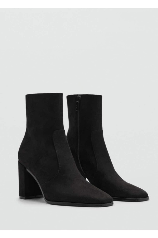 Süet blok topuklu bilekte bot - 1