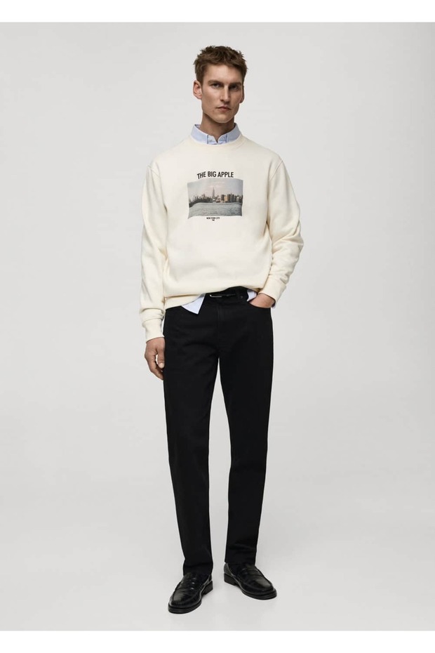 Grafik desenli pamuklu sweatshirt - 2