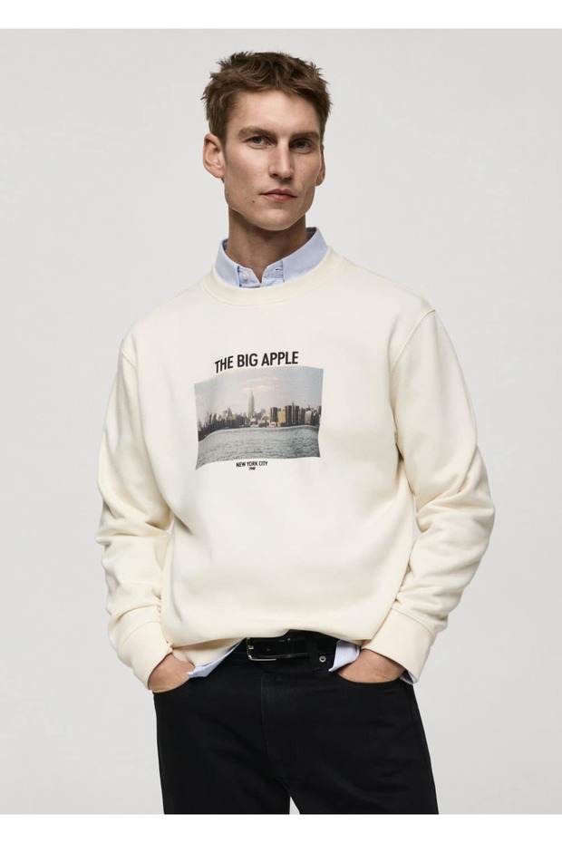 Grafik desenli pamuklu sweatshirt - 1