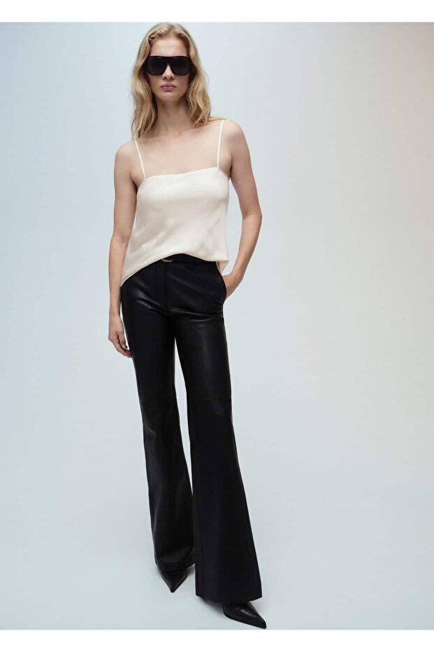 İnce askılı saten bluz - 2