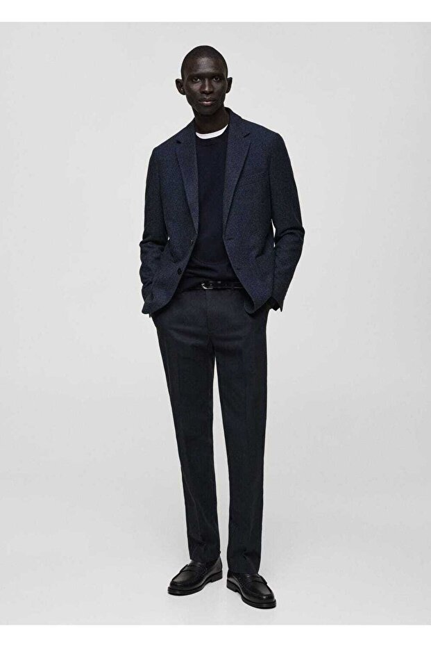 Dar kesim yün karışımlı blazer ceket - 2