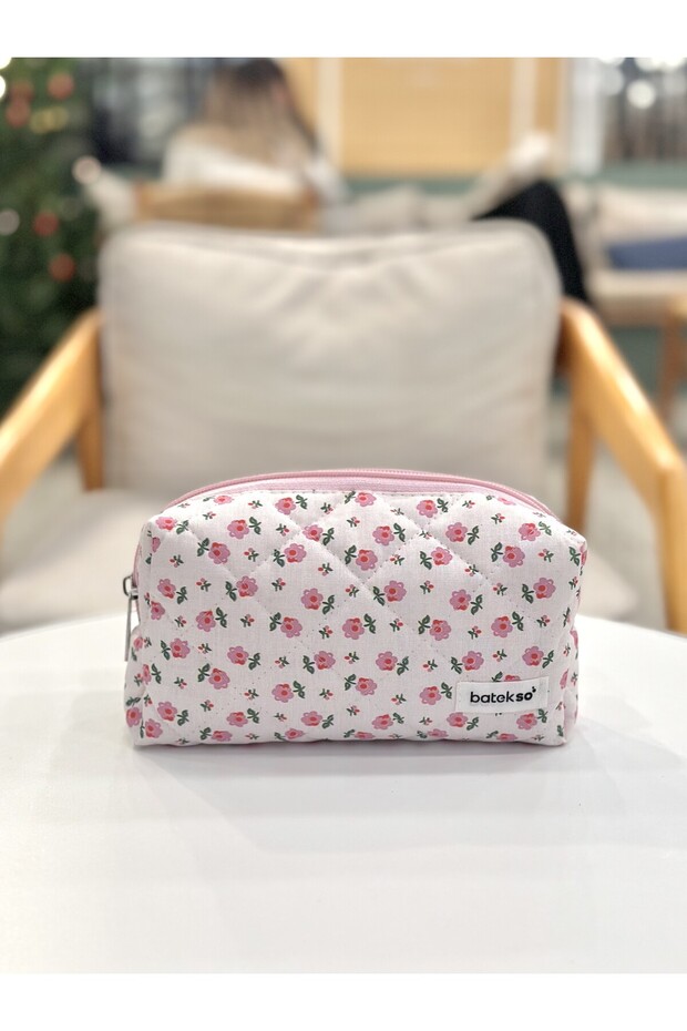 Tiny Pink Flower Patterned Pencil Bag - 1