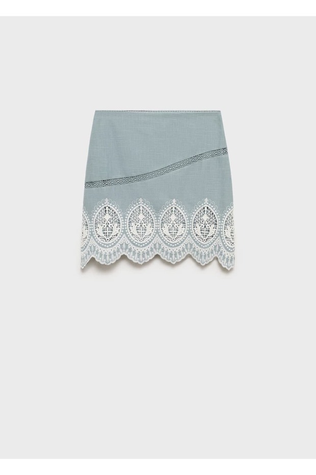 Kenarı işlemeli pamuklu etek - 3