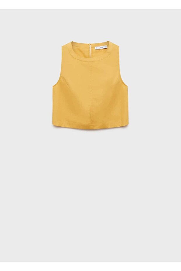 Pamuklu cropped bluz - 3