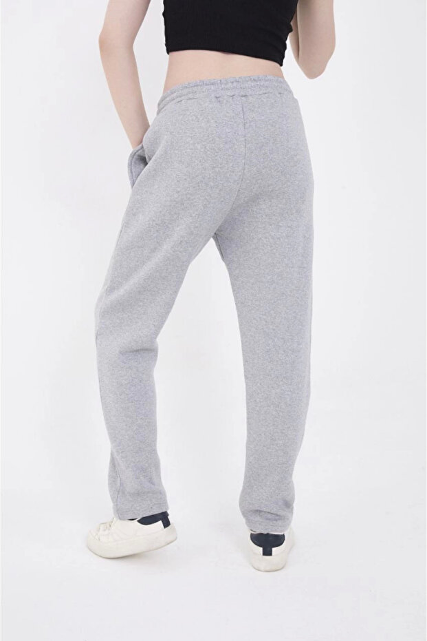 Elastic Printed Sweatpants - Gray - 4
