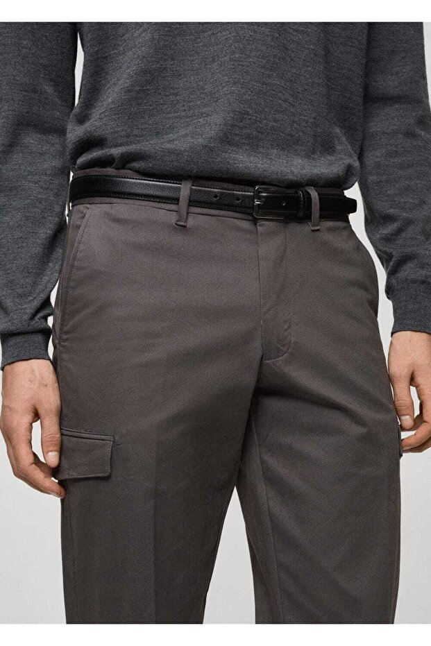 Regular kesim pamuklu kargo pantolon - 6