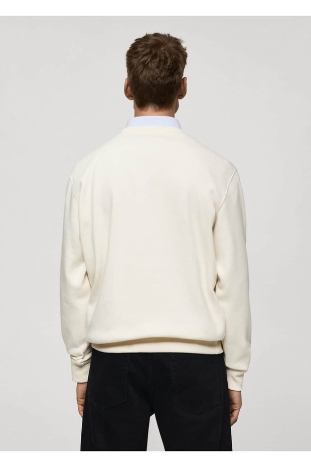 Grafik desenli pamuklu sweatshirt - 4