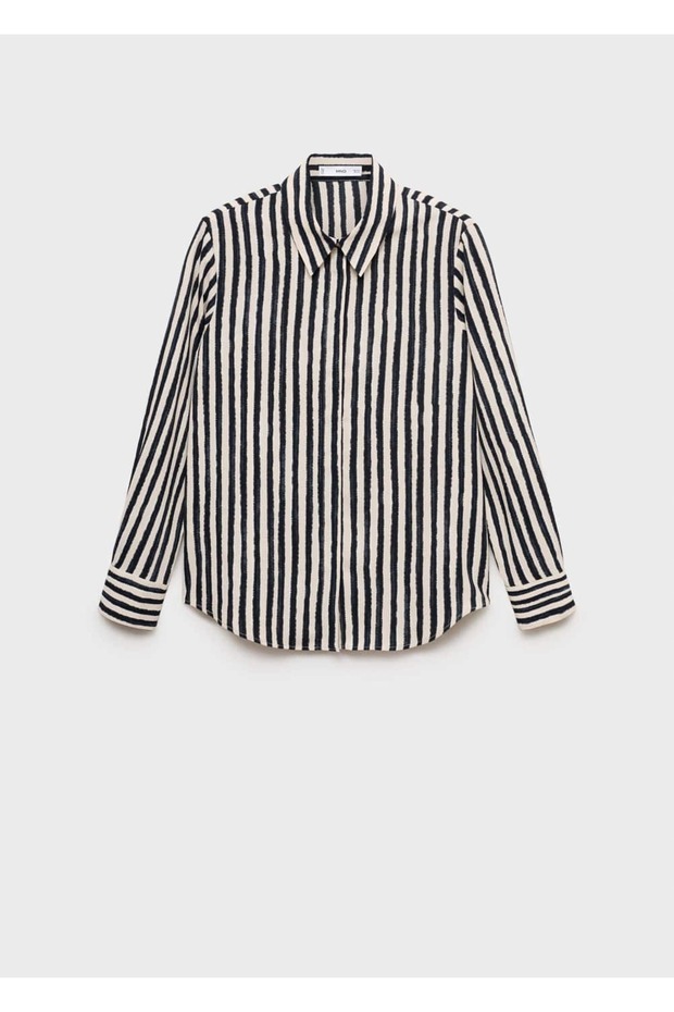 Çizgili dökümlü gömlek - 3