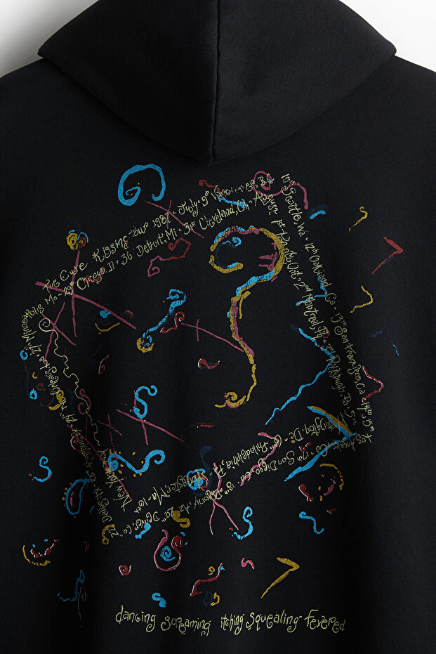 Oversized Fit Kapüşonlu ve Baskılı Üst - 7