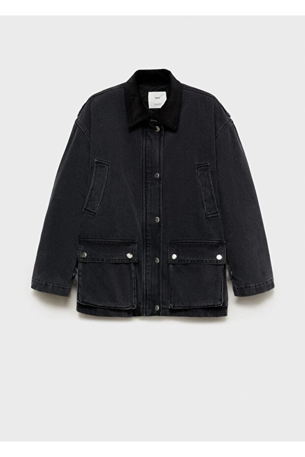 Fitilli kadife yaka cepli mont - 3