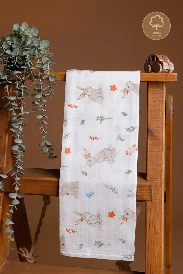 3 Adet Çok Amaçlı Müslin Bezi Örtü Battaniye %100 Pamuk Oeko-teks Sertifikalı 80x80 Cm - 4