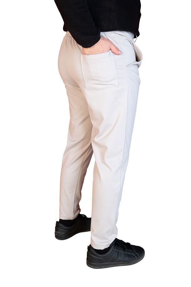 Erkek Jagger Pantolon Likralı Beli Lastikli Bağcık Detaylı Erkek Jogger Kumaş Pantolon - 4