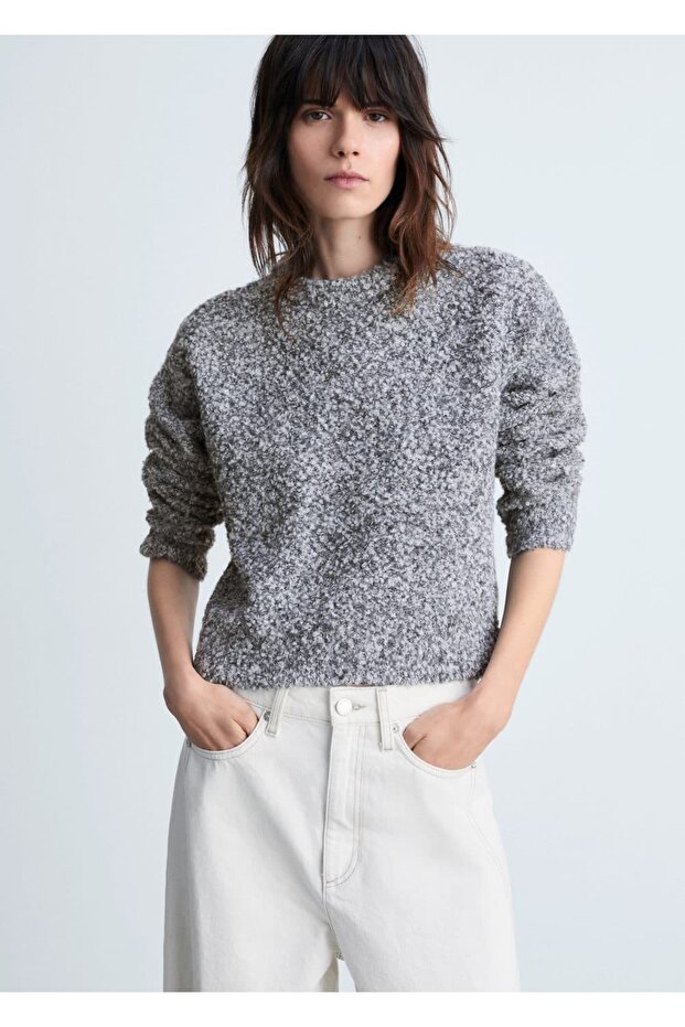 Round Neck Boucle Sweater - 1