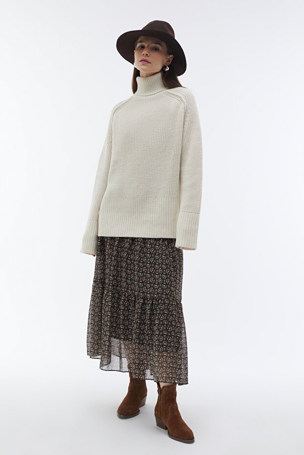 BASKILI MİDİ ETEK - 1