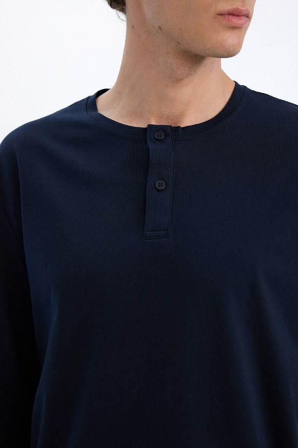 Regular Fit Uzun Kollu Bisiklet Yaka Pijama Üstü Kareli Esnek Belli Uzun Pijama Altı Takımı D8229AX2 - 5