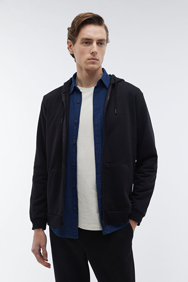 KAPÜŞONLU OVERSIZE FERMUARLI SWEATSHIRT - 4