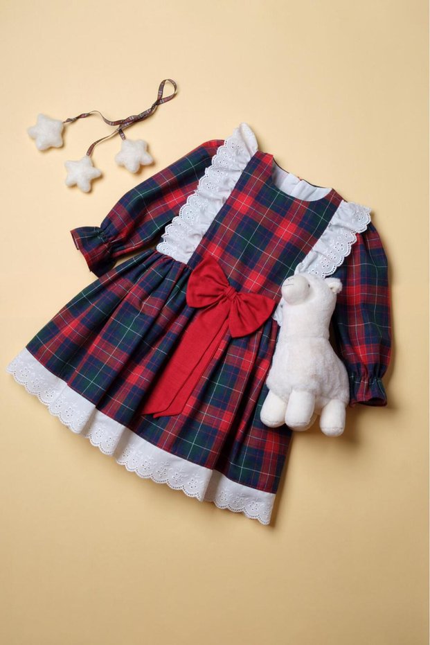 Girl's Red Plaid Dress, Girl's Dress