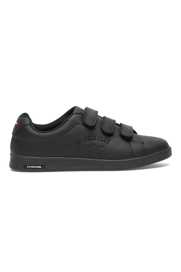 Women's Black Low-Top Casual Sneakers with Triple Velcro Strap - Sleek Everyday Style and Comfort