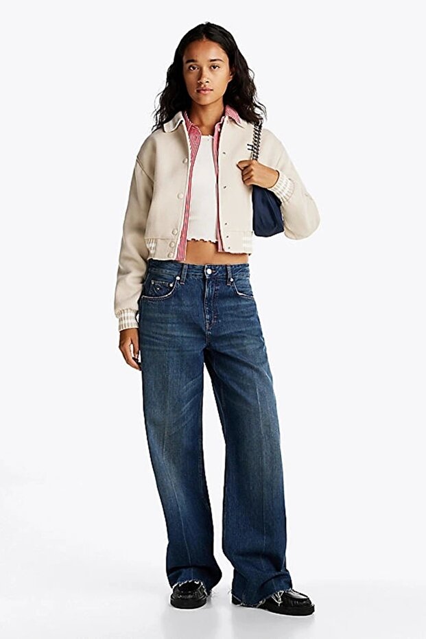 Tommy Jeans TJW CRP LW WOOL VARSITY JACKET Kadın bej Ceket DW0DW20165ACG - 2