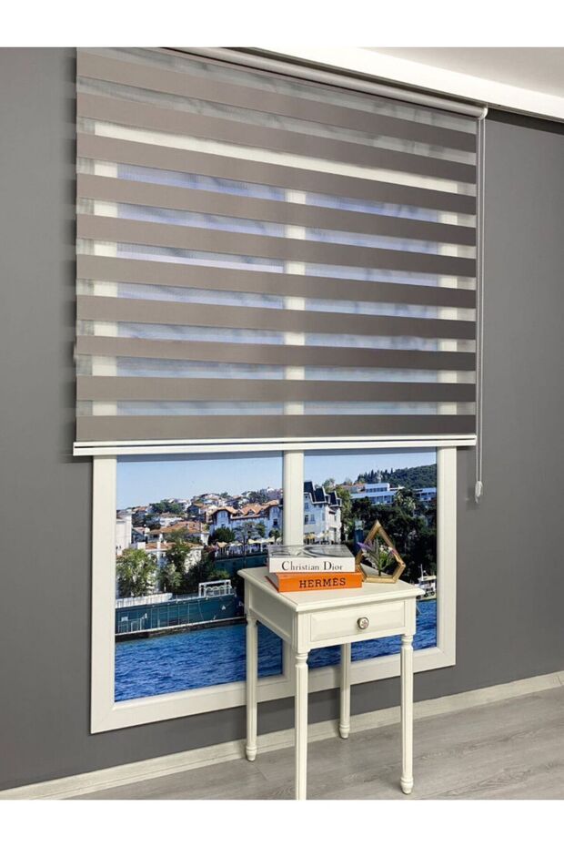 Antrasit Bambu Düz Zebra Stor Güneşlik Perde - 3