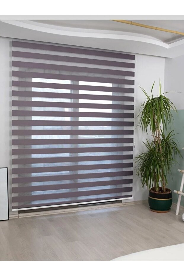 Antrasit Bambu Düz Zebra Stor Güneşlik Perde - 1