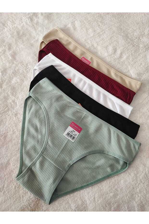 fitilli interlok bikini slip külot basic 5 li paket - 2