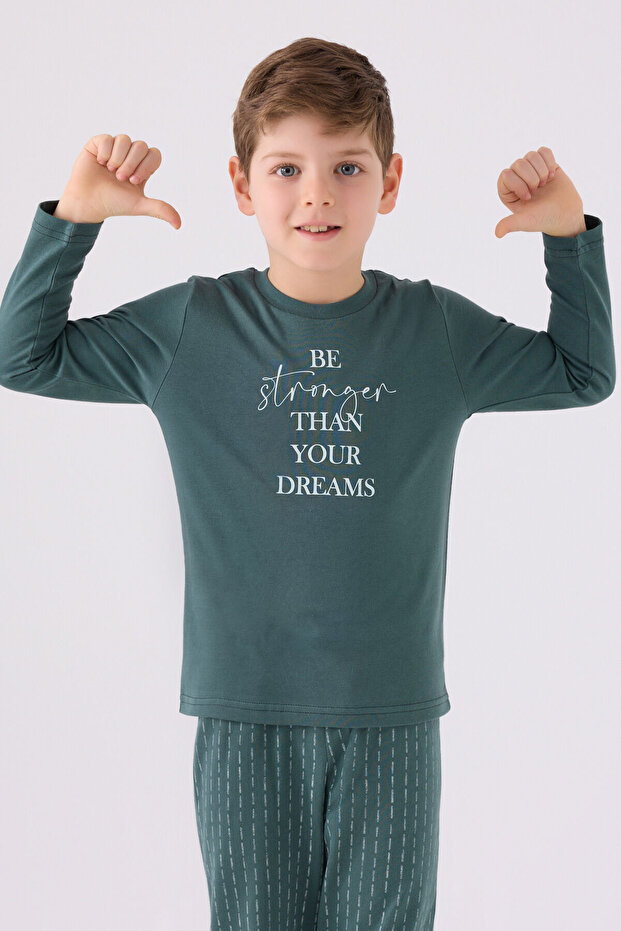 طقم بيجامة للأولاد باللون الأزرق - 2