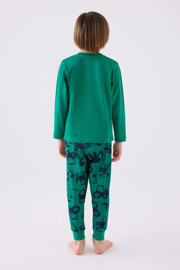 طقم بيجامة للأولاد باللون الأخضر - 5