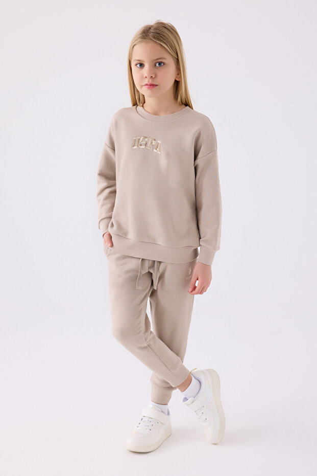 Girl's Brown Tracksuit Set