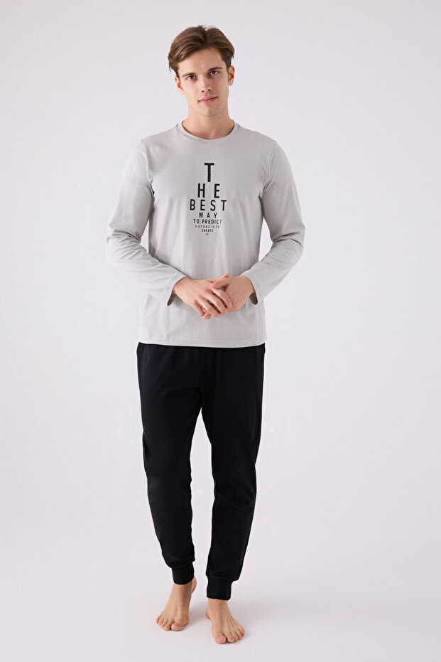 طقم بيجامة رمادية للرجال - 3