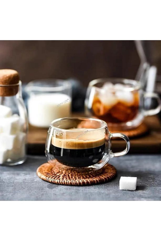 120Ml Çift Çidarlı Cam Espresso ve Kahve Fincanı 4 Adet - 3