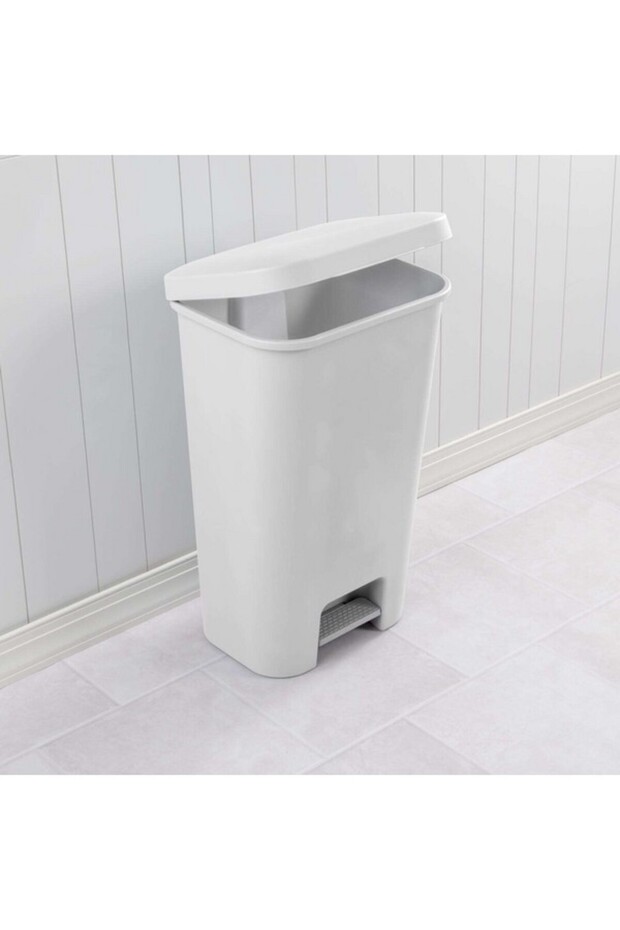 سلة مهملات مستطيلة فاخرة من البولي بروبلين بدون لمس، سعة 11.9 جالون - 2