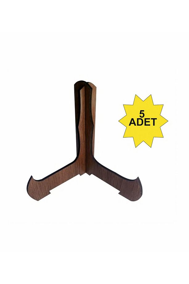 5 Adet Ahşap Çerçeve Tabak Teşhir Ayağı Standı Sergi Ayak - 1