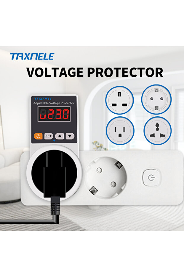 Display Adjustable EU Plug Voltage Protector Socket AC 220V Adjustable and Fixed 16A Voltage Protect - 1