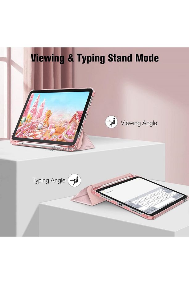 Apple iPad Air 11 Air 4 5 6 10.9 2020 2022 2024 Kılıf Katlanır Kalem Bölmeli Akıllı Uyku Modlu Kapak - 4