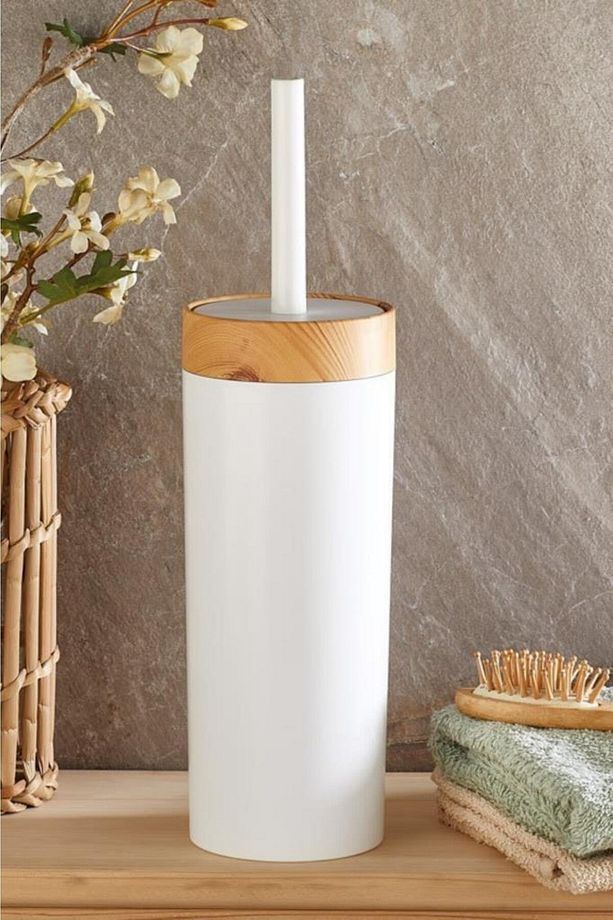 Bambu Desenli Çöp Kovası Ve Klozet Wc Fırçası 2’li Set - 4