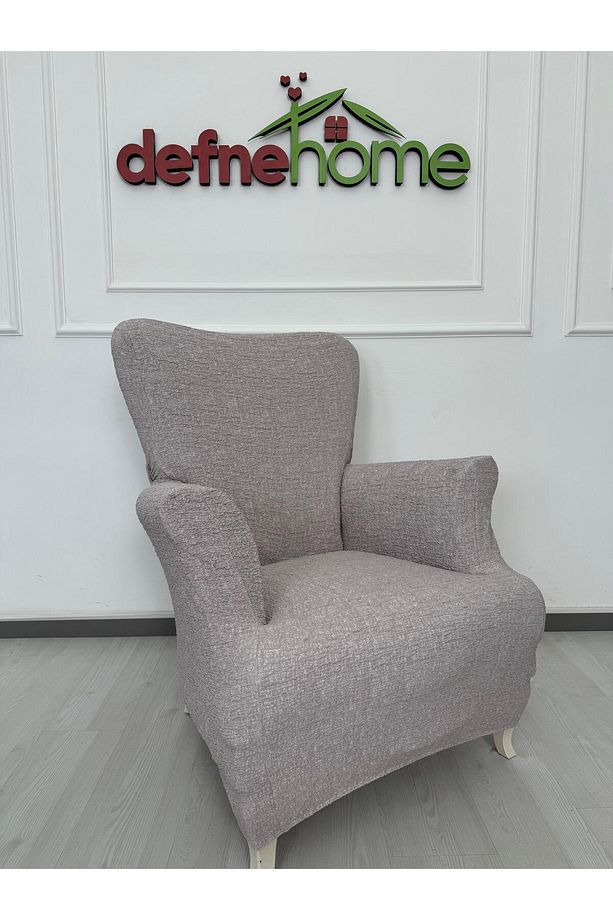 Döşemelik Kumaş Düz Keten Lastikli Kayma Yapmayan 1  Adet Berjer Koltuk Örtüsü - 2