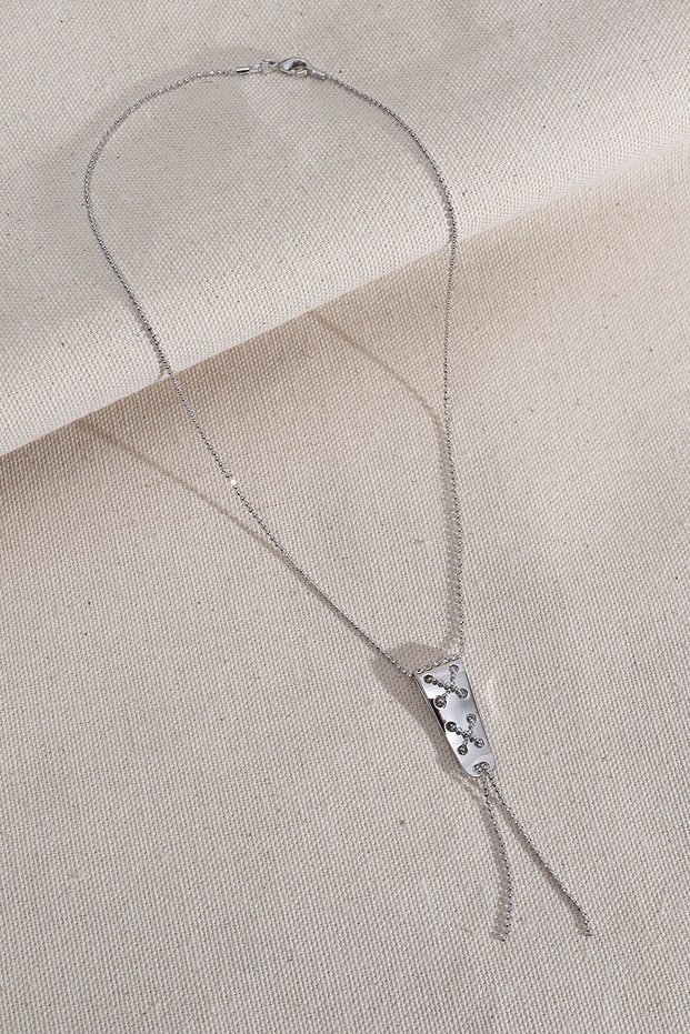 Silver Color Necklace with Chain Detail