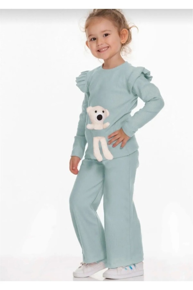GIRLS' HALF-ZIP RUFFLED SET WITH SHARDON FABRIC (SLIM FIT, WE RECOMMEND ORDERING ONE SIZE LARGER)