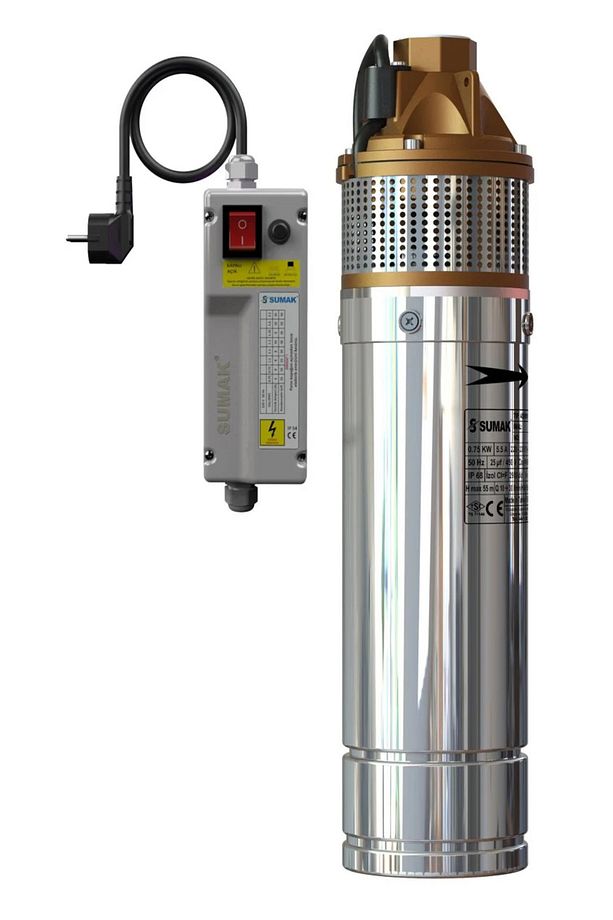 4SDM100 4'' Paslanmaz Dalgıç Pompa Monofaze (220V) 1 HP (Panolu, 15 m. Kablolu) - 1