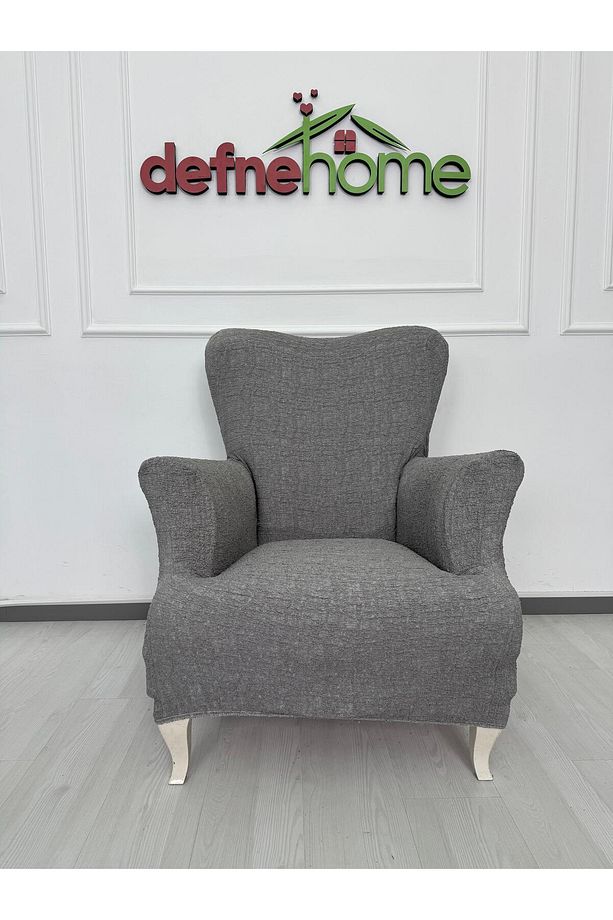 Döşemelik Kumaş Düz Keten Lastikli Kayma Yapmayan 1  Adet Berjer Koltuk Örtüsü - 1