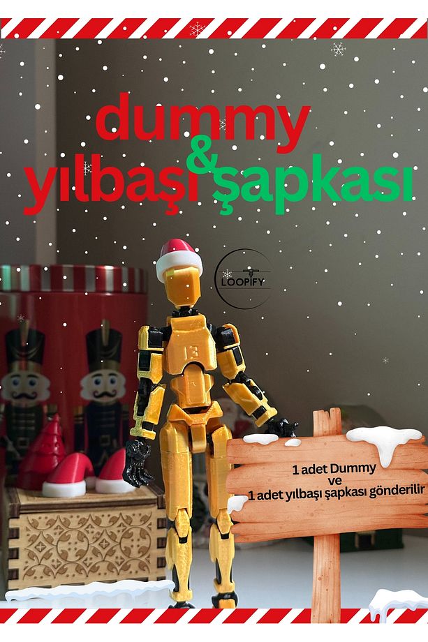 Lucky 13 Oynar Eklemli Robot Figür Oyuncak 14 Cm Altın Rengi Dummy Yılbaşı Seti-6 - 1