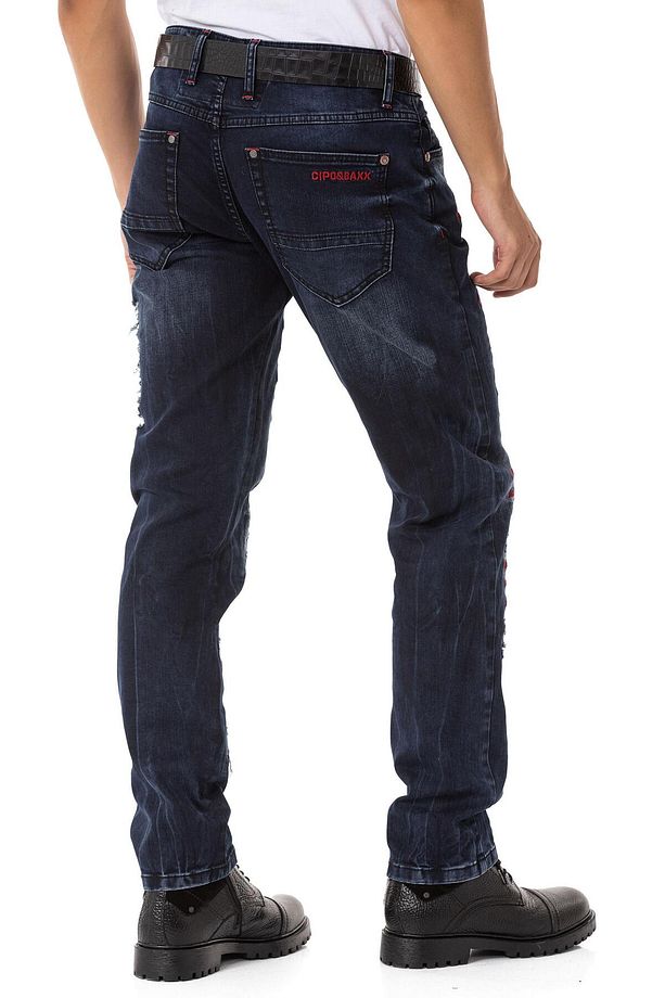 CD694 Yırtık Detaylara Sahip Yazı İşlemeli Erkek Jean Pantolon - 4