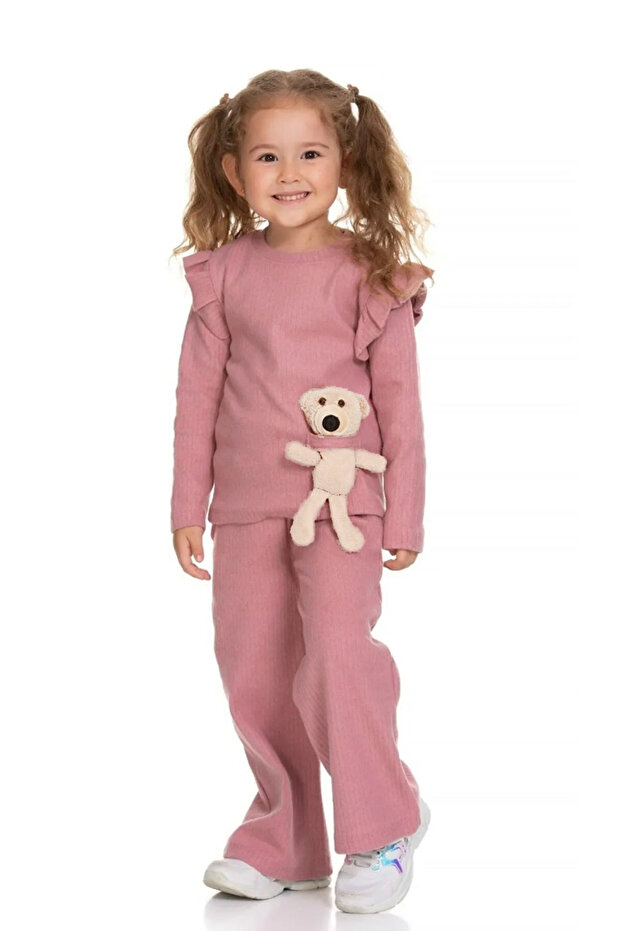 GIRLS' HALF-ZIP RUFFLED SET WITH SHARDON FABRIC (SLIM FIT, WE RECOMMEND ORDERING ONE SIZE LARGER)